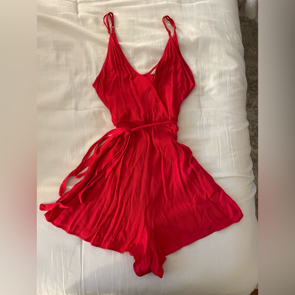 NWOT ASOS Red Spaghetti-Strap Romper Size 2
